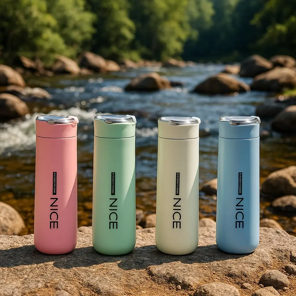 Nice 400ml Water Bottle | Leak-Proof Glass & Plastic Travel Flask for Hot & Cold Drinks | Durable, Stylish and Reusable for Office, Gym & Travel (Multicolor)